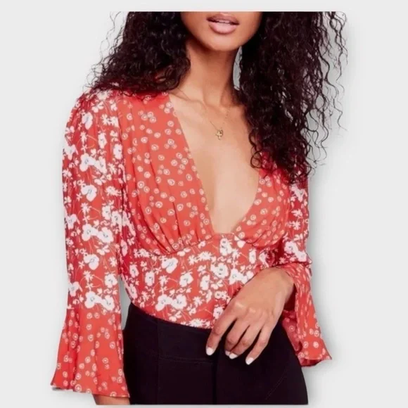 Free People Lady Bohemian Printed Blouse - Picture 1 of 10